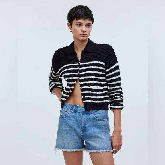 Madewell Relaxed Mid-length Denim Shorts in Bonavie Wash Raw Hem Edition Size 28 - Picture 1 of 5